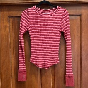 We The Free Vibrant Red and Pink Knit Top